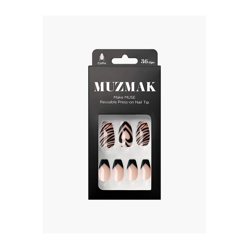 Reusable Nail Tip Awesome Zebra (Coffin) / 리유저블 네일팁 어썸