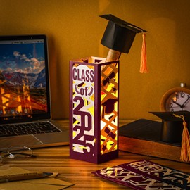 Tellingyou 6 Pcs Graduation Table Centerpieces Boxes Class of 2025 Graduation Lantern with LED Light Congrats Grad School College Photo Props for Party Table Decor(7.87 * 2.8inch,Maroon)