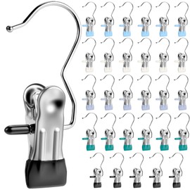 Senbowe 30 Pack Heavy Duty Clothes Pins, Boot Hangers for Closet, Laundry Hook Hanging Clips Clamps for Closet Organizer Pants Hats Socks Towels Clips, Clothespins Hanger for Travel Handbag Legging