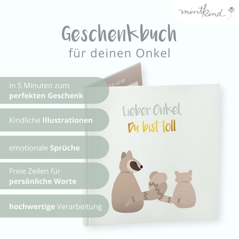 mintkind® "Lieber Onkel, Du bist toll" Gift Book I Picture