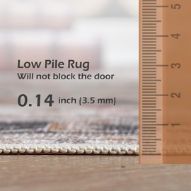 COLLACT 2x3 Area Rug - Vintage Taupe Floral Accent Doormat - Low Pile Non Slip Washable Thin Retro Farmhouse Boho Rug for Entryway Kitchen Bathroom Doorway Bedroom