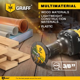 GRAFF Termit Rueda de Corte de Madera de Carburo de 3 Pulgadas - Disco de Corte de Madera para Amoladora de Troquel 3/8" Arbor - Disco de Corte para Madera, Laminado, Plástico - 76 mm