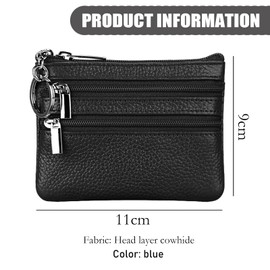 YueJieSelected Ladies Genuine Leather Wallet with Key Ring, black, Modern