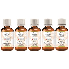 Greenwood Essential Pure Corn Oil (Zea Mays) Natural Therapeutic Quality Cold Pressed (Pack of Five) 100 ml x 5 (16.9 oz)