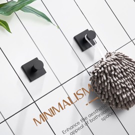 KOKOSIRI Robe Hooks Black Bathroom Shower Hook Holder for Hanging Bath Towels Kitchen Bathroom Hardware Wall Mounted Stainless Steel 2 Pack, B1016BK-P2