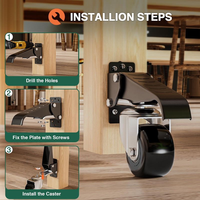 DOZAWA Workbench Casters Kit, 700 Lbs Retractable Casters Set of