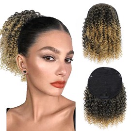 Fualng Hair Drawstring Ponytail Extension for Black Women Afro Kinky Curly Ponytail for Women Drawstring Ponytail Synthetic Hair Extension
