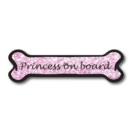 Magnet Me Up Princess on Board Pink Sparkly Dog Bone Magnet Decal, 2x7 Inches, Heavy Duty Automotive Magnet for Car Truck SUV