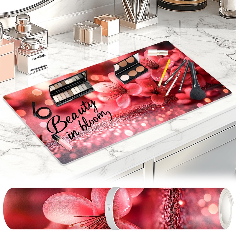 Dual-Sided Synthetic Leather Decorative Makeup Mat for Crafting, Furniture Protection,