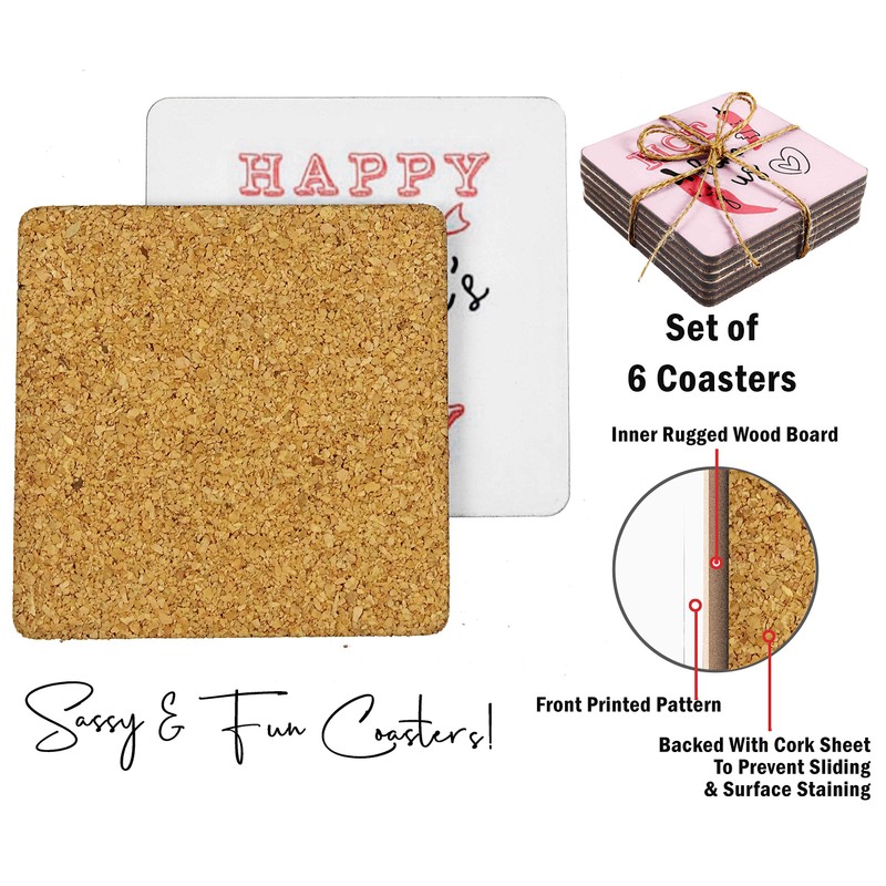 Inkdotpot Set of 6 Drink Coasters Decorative Non,Slip Cork Base