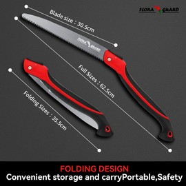 FLORA GUARD 30 cm Klappsäge, robuste Astsäge hochwertiger SK5 Stahl, Handsäge für Camping in Holz, trockenes Holz, Astsäge mit 3D Rasierzahnung