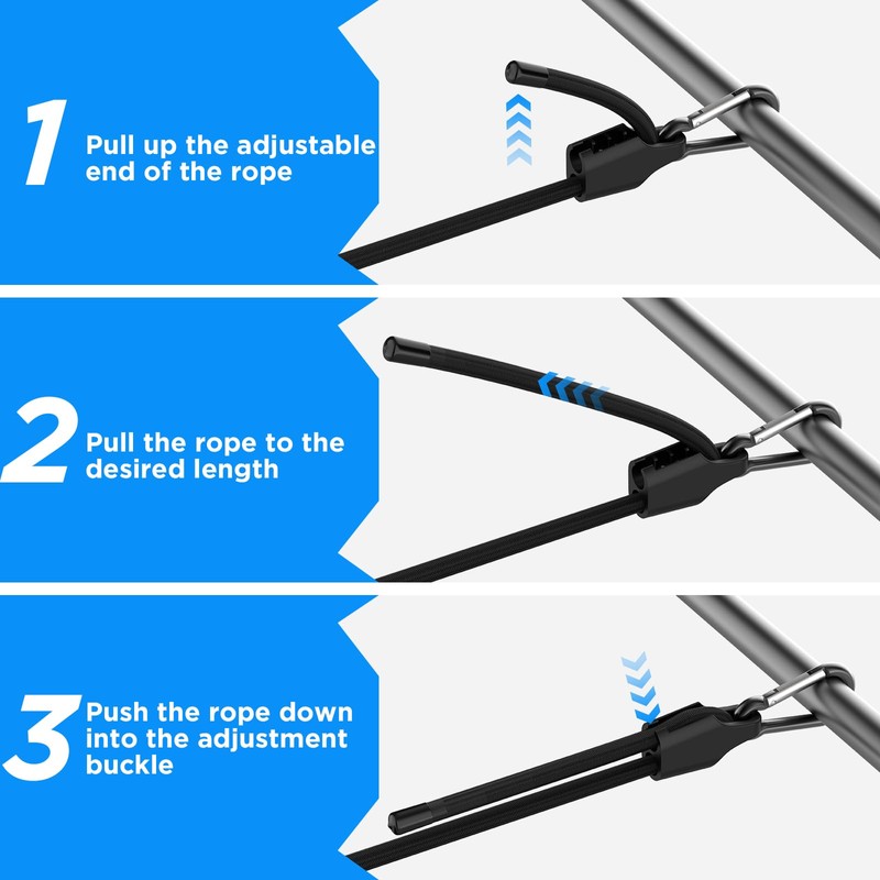 SDTC Tech 48 Inch Adjustable Bungee Cords with Carabiner Hooks
