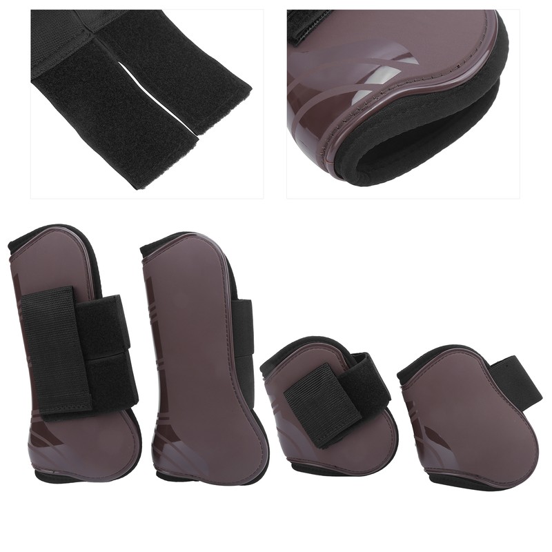 1Set Horse Tendon Boots PU Elastic Thickened Adjustable Horse Leg