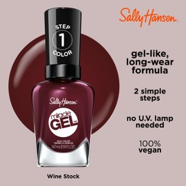 Sally Hansen Miracle Gel, Wine Stock, Long Lasting, Gel-Like Formula, No UV Lamp Needed, Opaque, Shiny Red Nail Polish