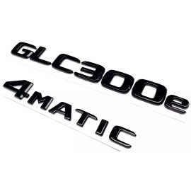 Unbranded #2 BLACK GLC300e + 4MATIC REPLACEMENT FOR MERCEDES REAR TRUNK EMBLEM BADGE DECAL