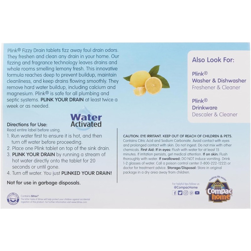 COMPAC HOME Plink Fizzy Drain Cleaner and Deodorizer, Air Fresheners