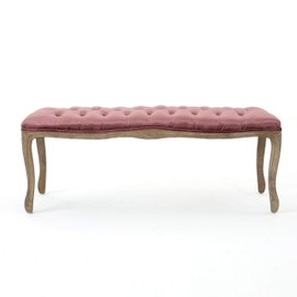 Christopher Knight Home Tassia Tufted Velvet Ottoman, Blush / Natural