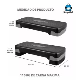 ShopMall Step Banco Aerobics Ejercicio Fitness Crossfit Ajustable Color Gris