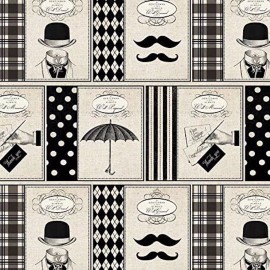 David Textiles Ladies & Gentlemen Welcome Mannered Cream 100% Cotton Fabric by The Yard