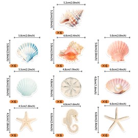 ZHUOWEISM 60 PCS Edible Sea Shell Cupcake Toppers Starfish Conch Seahorse SeaShell Cupcake Picks Edible Beach Party Decorations for Under the Sea Baby Shower Wedding Birthday Party Supplies