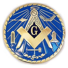 Working Tools Round Light Blue Masonic Auto Emblem - 3" Diameter
