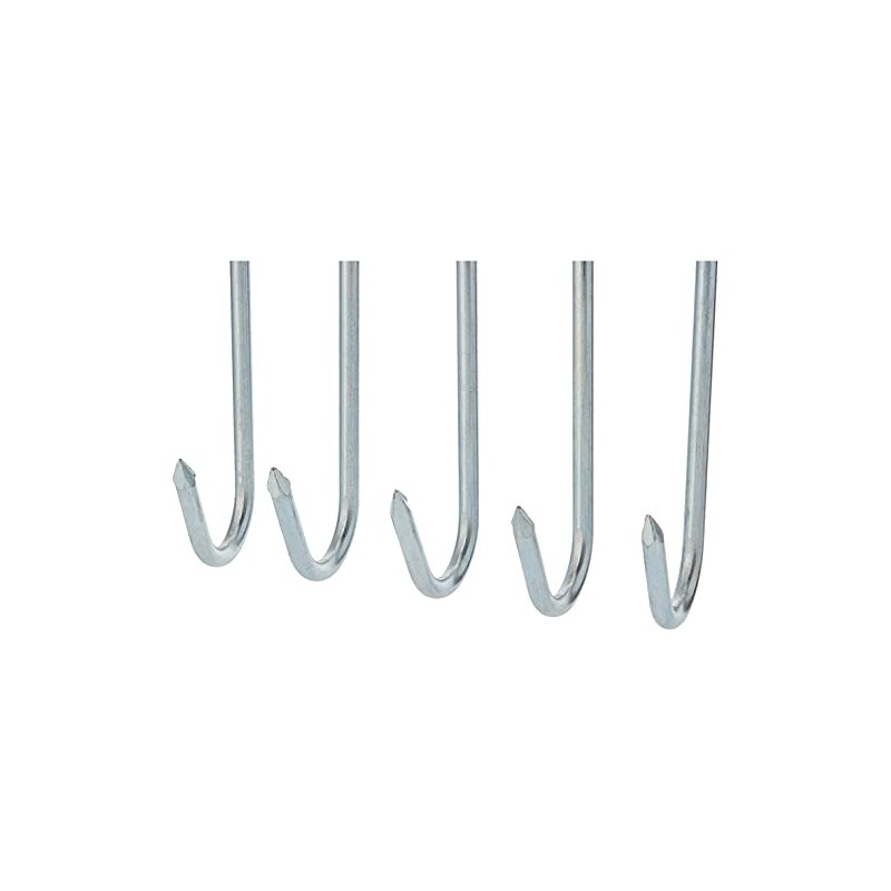 Merriway BH01914 (5 Pcs) BZP Steel Butchers Pointed Kitchen S-Hooks,