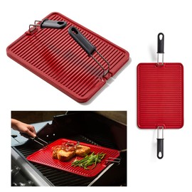 Flat Top Grill NonStick Ceramic Griddle Stone for Grill and Oven with Handles For Quick Serving Dishwasher Safe by Easylife Tech