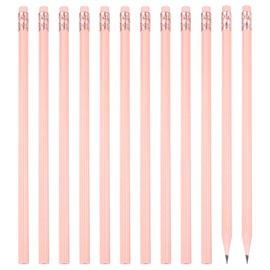 PATIKIL Round Pencils, 12 Pcs Triangle HB Graphite Pencil Wooden Pencils with Eraser for Classroom Office Writing Drawing Supplies, Pink