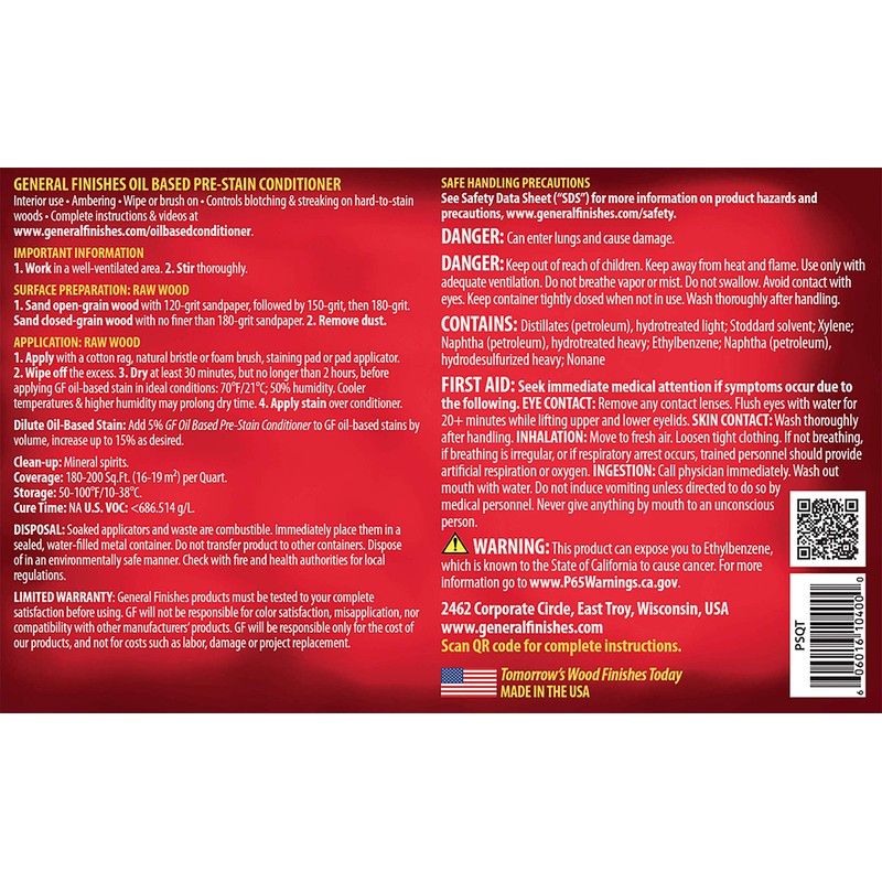 General Finishes Oil Based Pre-Stain Wood Conditioner, 1/2 Pint