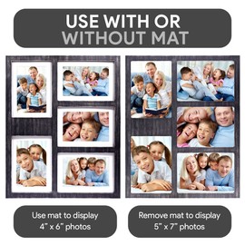 Great Lakes Memories GLM 4x6 or 5x7 Collage Picture Frames for Wall, Holds 5 Photos with Glass & Mat, 5x7 Picture Frame Collage, Picture Frames Collage, 2-Pack (Black)