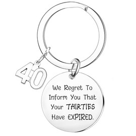 Tihnvk Funny 40th Birthday Keyring for Women Men Happy 40th Birthday Gifts for Friend 40 Year Old Birthday Keychain