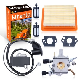 Mtanlo Ignition Coil Carburetor Kit for Stihl FS120 FS200 FS250 FS300 FS350 Trimmer with Air Filter Spark Plug Fuel Filter Carburetor Gasket