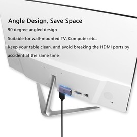 PNGKNYOCN 8K HDMI Adapter, 2 Pack 90 Degree HDMI 2.1 Male to Female Converter,Support 8K@60Hz/4K@120Hz HDR, 48Gbps Data Transferfor HDTV,Projector,Laptop (R