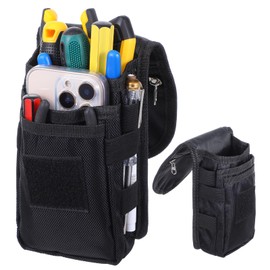 Belt Tool Pouch Tactical EDC Utility Pouches Cell Phone Holder Waist Bags Multi-Pockets Tool Military Belt Bags Heavy-Duty Nylon Organizer for Electricians Handymen Work Maintenance Dailylife Hiking