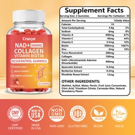 NAD+ Sugar Free Gummies 900MG NAD Supplement for Men and Women NAD Nicotinamide Resveratrol Gummy, NAD+ Plus Supplement Gummies for Anti-Aging, Cell Regeneration & Energy, Strawberry, 60 Count