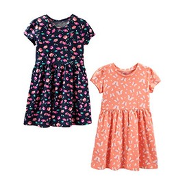 Simple Joys by Carter's Girls' Short-Sleeve and Sleeveless Dress Sets, Pack of 2, Floral/Butterfly, 4T
