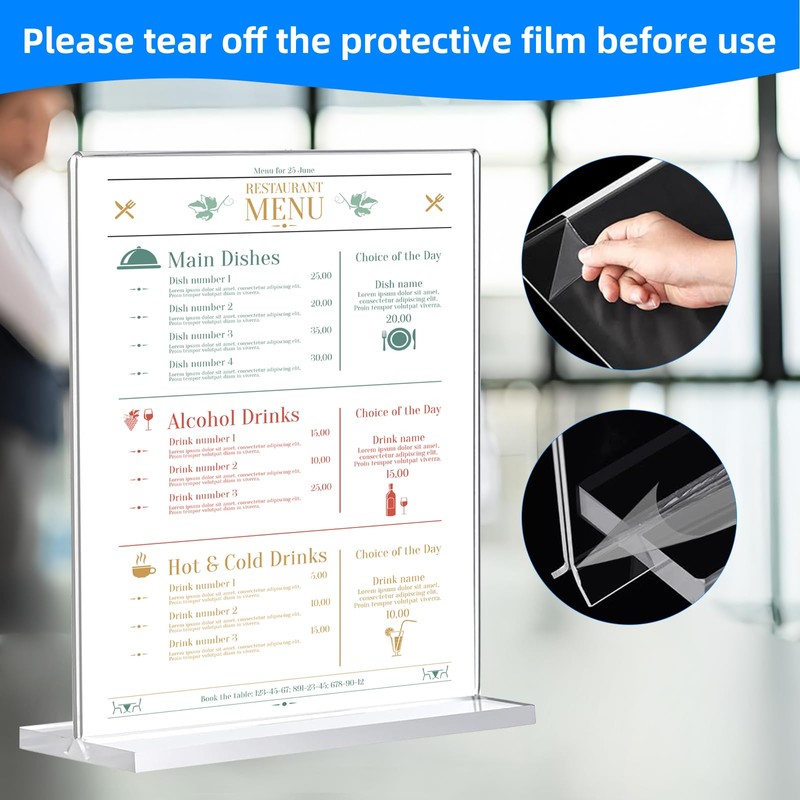 12 Pack Acrylic Sign Holder 8.5 x 11, Double-Sided Clear