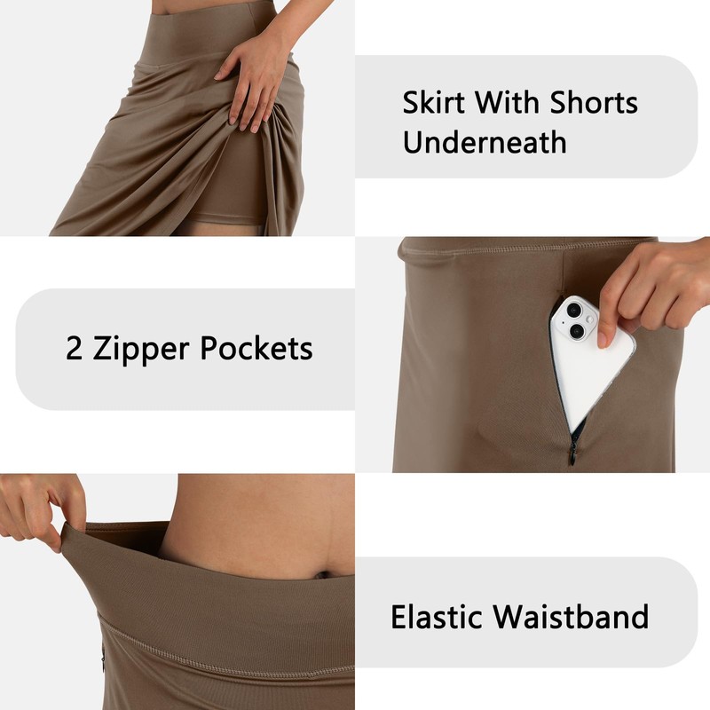 ANIVIVO Women's Midi Length Skorts Skirts with Pockets Modest Skirts