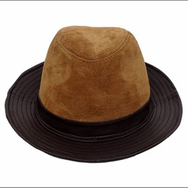 Black Leather Hat For Men Vintage Sheepskin Leather Hat Classic Gentleman Men's Fedora Leather Hat for Men Jazz Hat,Brown,XL(57cm58cm)
