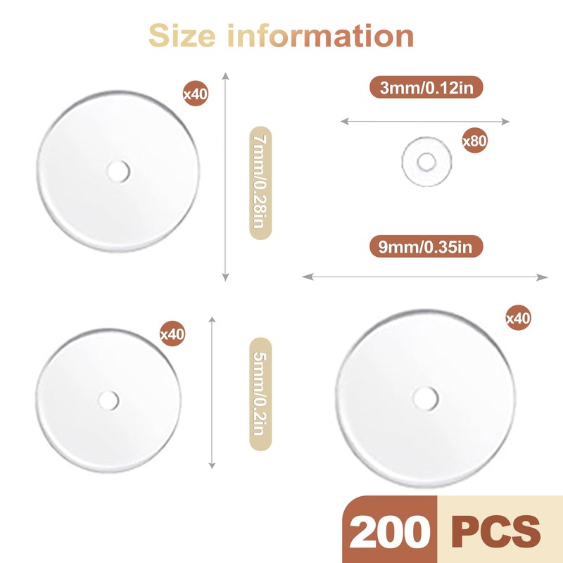 QivaZira 200 Pcs Clear Silicone Discs for Piercing Stabilizing Soft