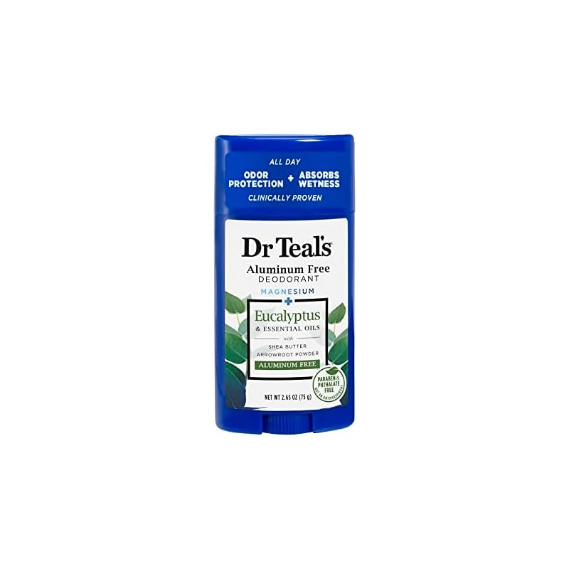 Dr Teal's Desodorante Libre de Aluminio, Aceite Escenciale de Eucalipto,