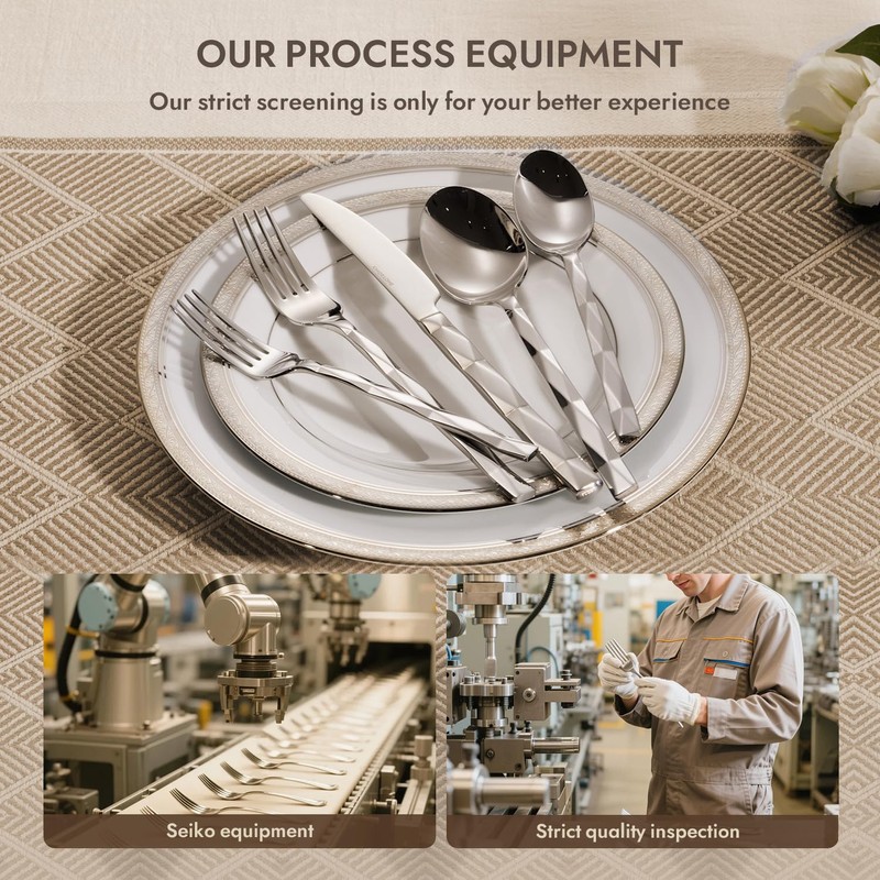 KINGSTONE Silverware Set, Luxury 40 Piece Flatware Set for 8,