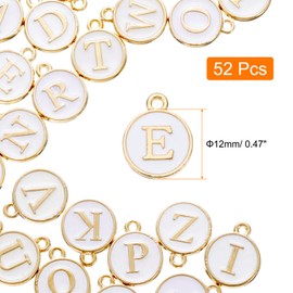 sourcing map 52pcs Letter Charm, Enamel Letter Pendants, Alphabet E Pendants Double Sided Beads Charm for DIY Bracelet Necklace Pendants Earring Jewelry, White