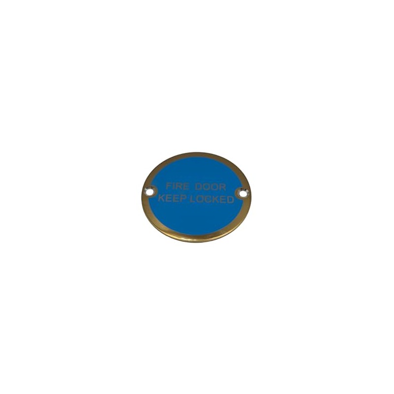 Bary Fire Door Keep Locked Sign Polished Brass