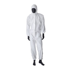 Virsus Chemical Protective Suit 0909 Colour White Polypropylene 57g III Cat. Type 5 and 6 2-Layer Closure Elastic Wrist for DIY Chemicals Various Sizes (XL)