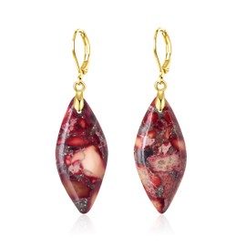 TALYKONG Red Earrings for Women Dangle Red and Gold Leverback Earrings Boho Jewelry for Women (red)