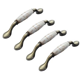 BOZONLI Set of 4 Furniture Handles, Cupboard Handles, Ceramic Aluminium Alloy Handles, Kitchen Cupboard Drawer Door Handles, Pull Handle (128