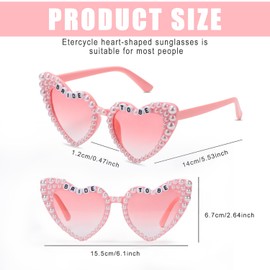 Etercycle Heart Shaped Sunglasses, Bachelorette Party Bride Sunglasses, Cute Pearl Pink Sunglasses Bride to Be Party Gift