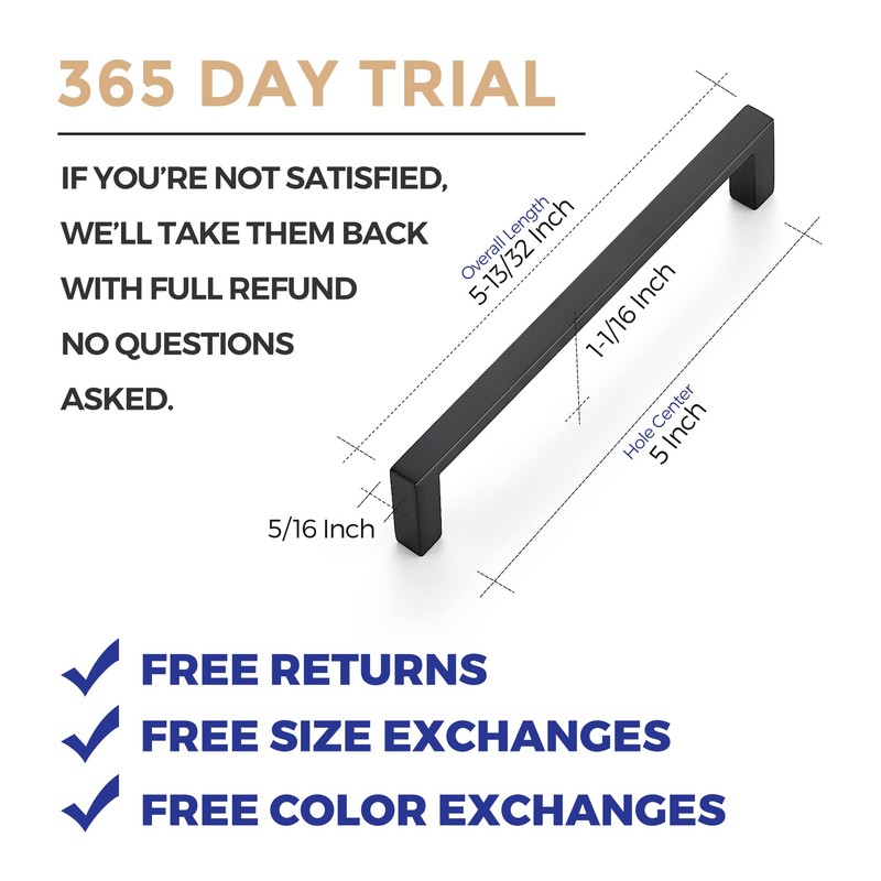 Ravinte 10 Pack Matte Black Cabinet Pulls, 5 Inch (128mm)