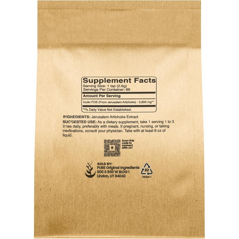 Pure Original Ingredients Inulin FOS Powder (8 oz) Always Pure,